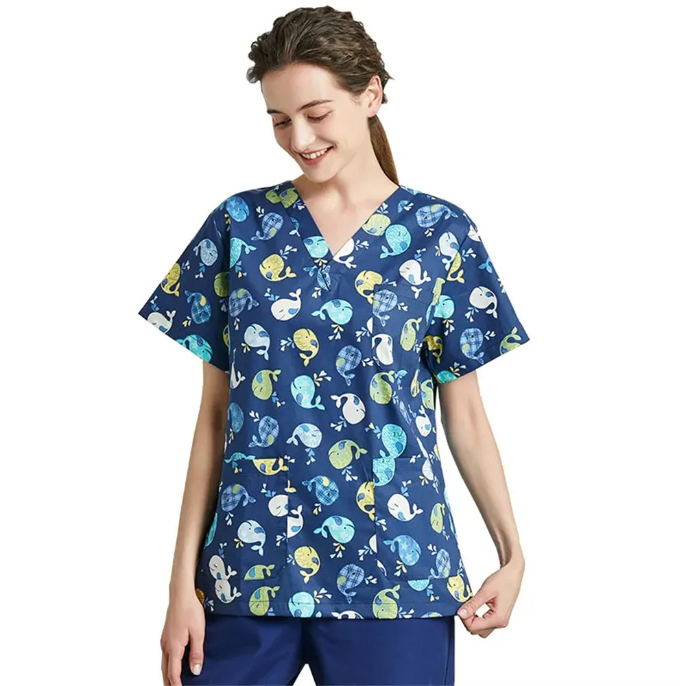 High Quality Women's Clinical Uniforms, Printed Tops, Beauty Salon Workwear, Women's Surgical Clothing