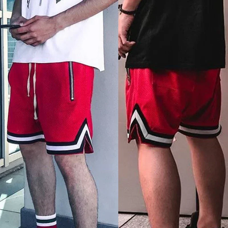 Men's Basketball Shorts Quick Dry Mesh Gym Shorts Fitness Male Sport Short Pants with Zipper Pockets Summer Multi-color S~5XL