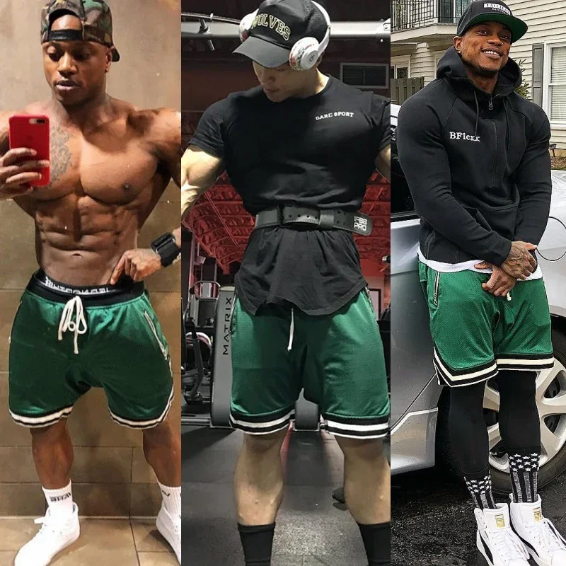 Men's Basketball Shorts Quick Dry Mesh Gym Shorts Fitness Male Sport Short Pants with Zipper Pockets Summer Multi-color S~5XL