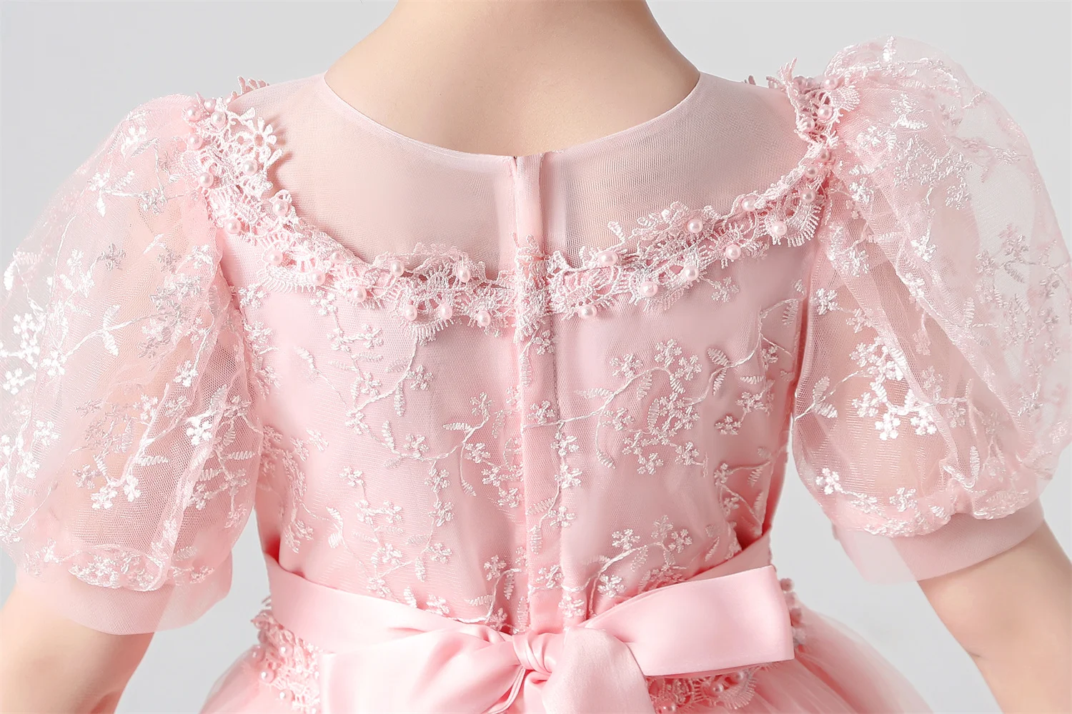 Girl Flower Dress Lace Embroidered Wedding Princess Dress Host Performance Costume Gown Christmas Party Evening Dresses