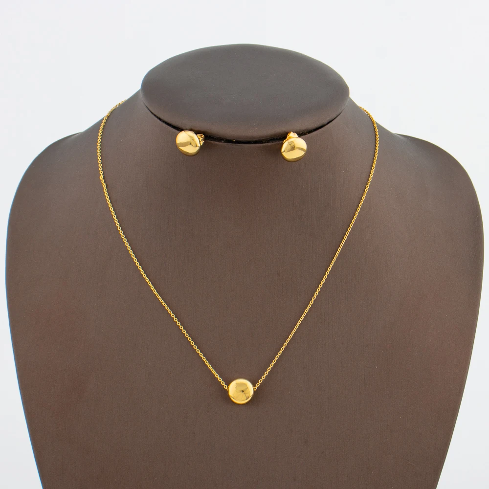 Gold Color Earrings and Necklace Jewelry Set for Women African Dubai Necklace Earrings Set for Engagement Party Accessories