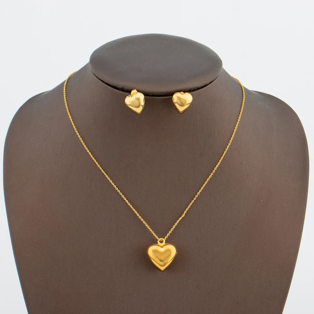 Gold Color Earrings and Necklace Jewelry Set for Women African Dubai Necklace Earrings Set for Engagement Party Accessories