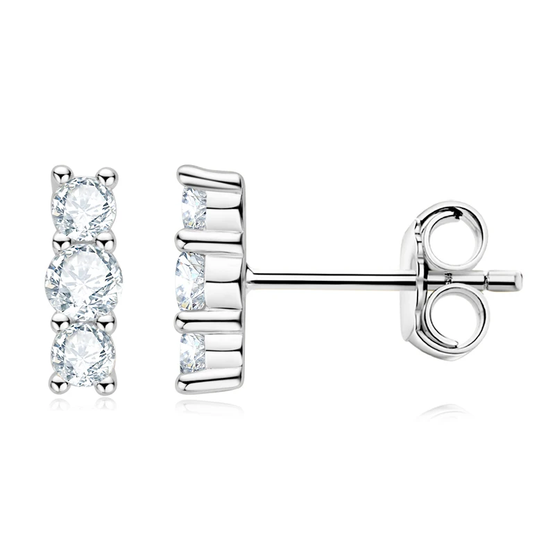 Real D Color Moissanite Stud Earrings for Women 925 Silver Smile Curved Earrings Mini Climber Studs Jewelry With Certificate