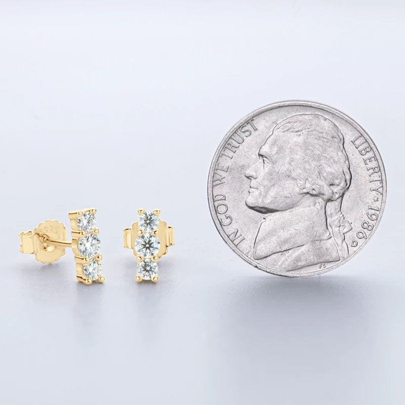 Real D Color Moissanite Stud Earrings for Women 925 Silver Smile Curved Earrings Mini Climber Studs Jewelry With Certificate