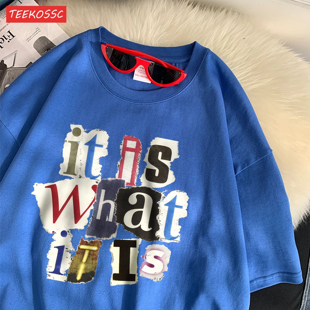 Fashion Cotton Women'S T-Shirts It Is What Funny Letter Printing Tops Oversize O-Neck Soft Short Sleeve Summer Female Clothes