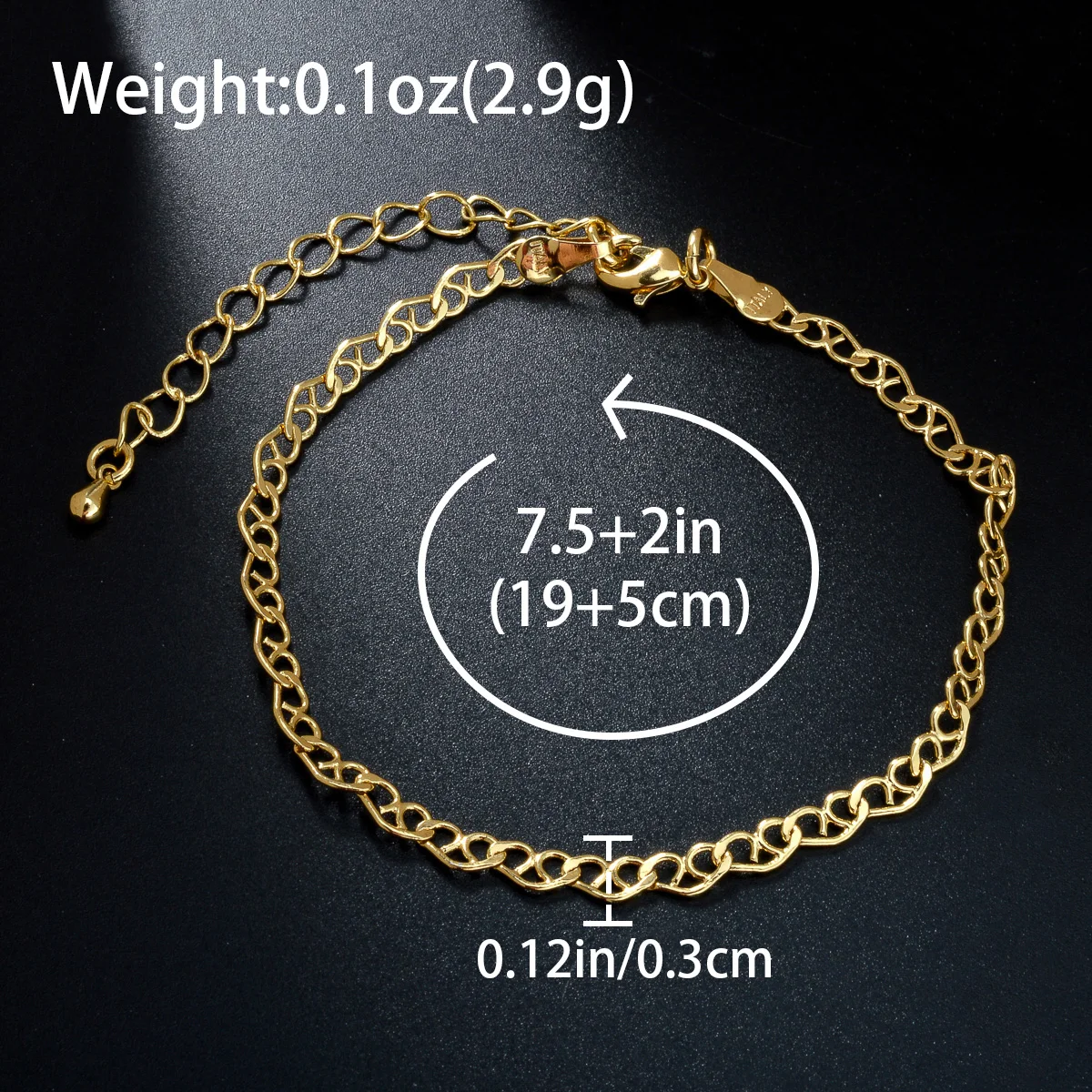 Fashion Jewelry Wholesale Custom DIY 4 Pieces/Set 14K Gold Plated Copper Wheat Chain Charm Bracelet for Women