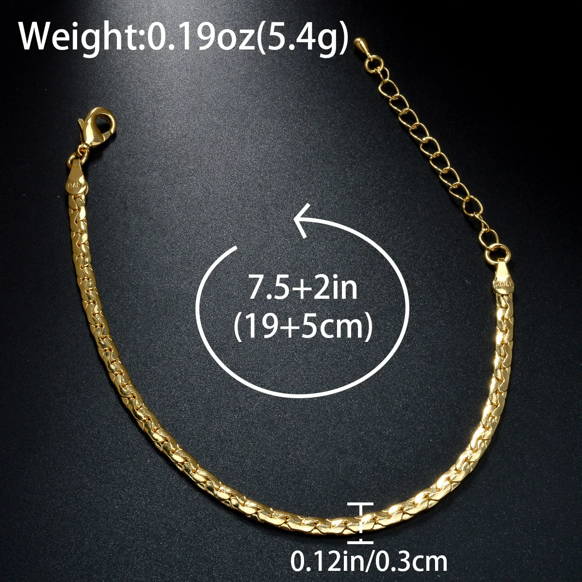 Fashion Jewelry Wholesale Custom DIY 4 Pieces/Set 14K Gold Plated Copper Wheat Chain Charm Bracelet for Women
