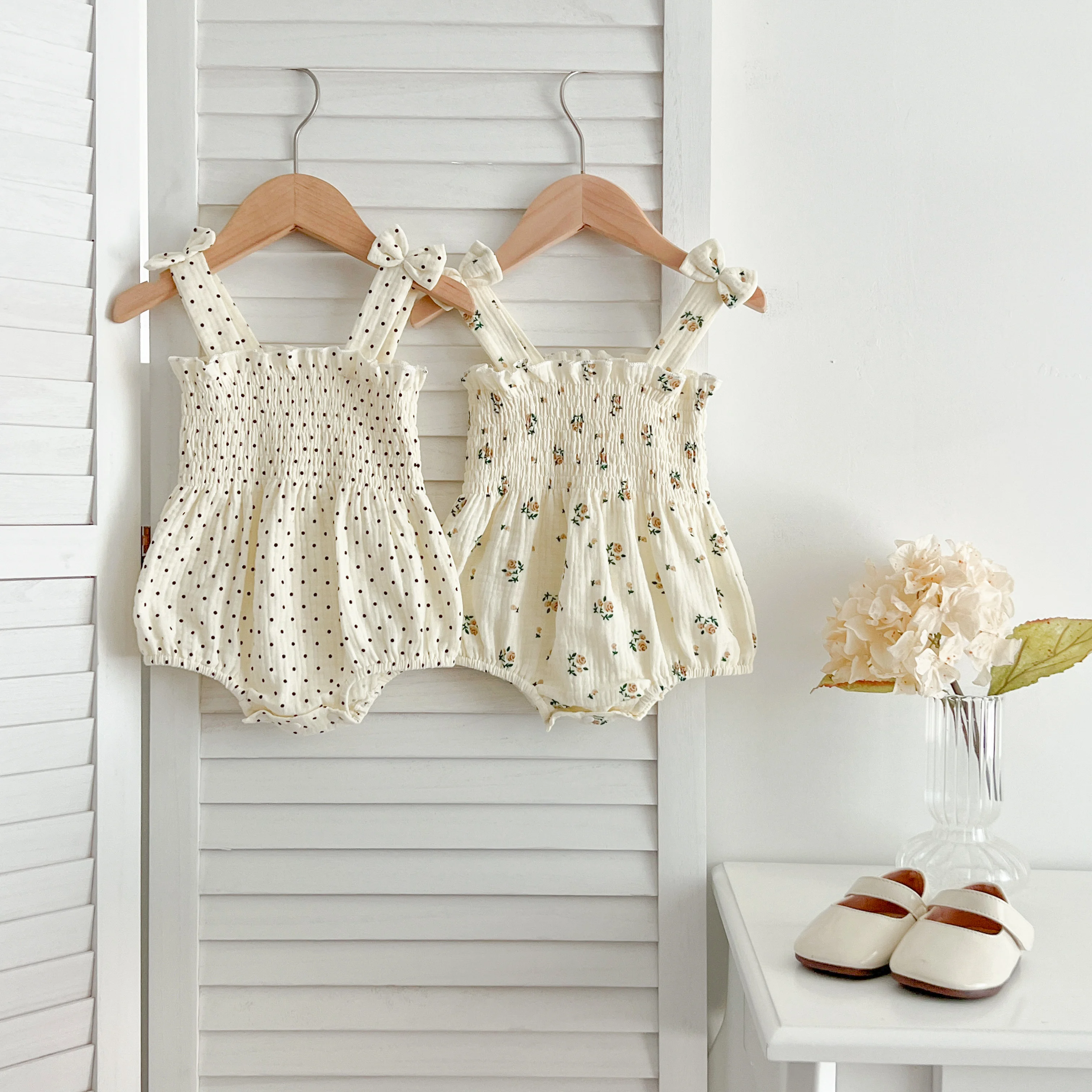 Summer Outfit Kids Baby Clothes Cotton Sleeveless Rompers Newborn Girls Clothes Toddlers Flower Bow Kids One-pieces Bodysuits