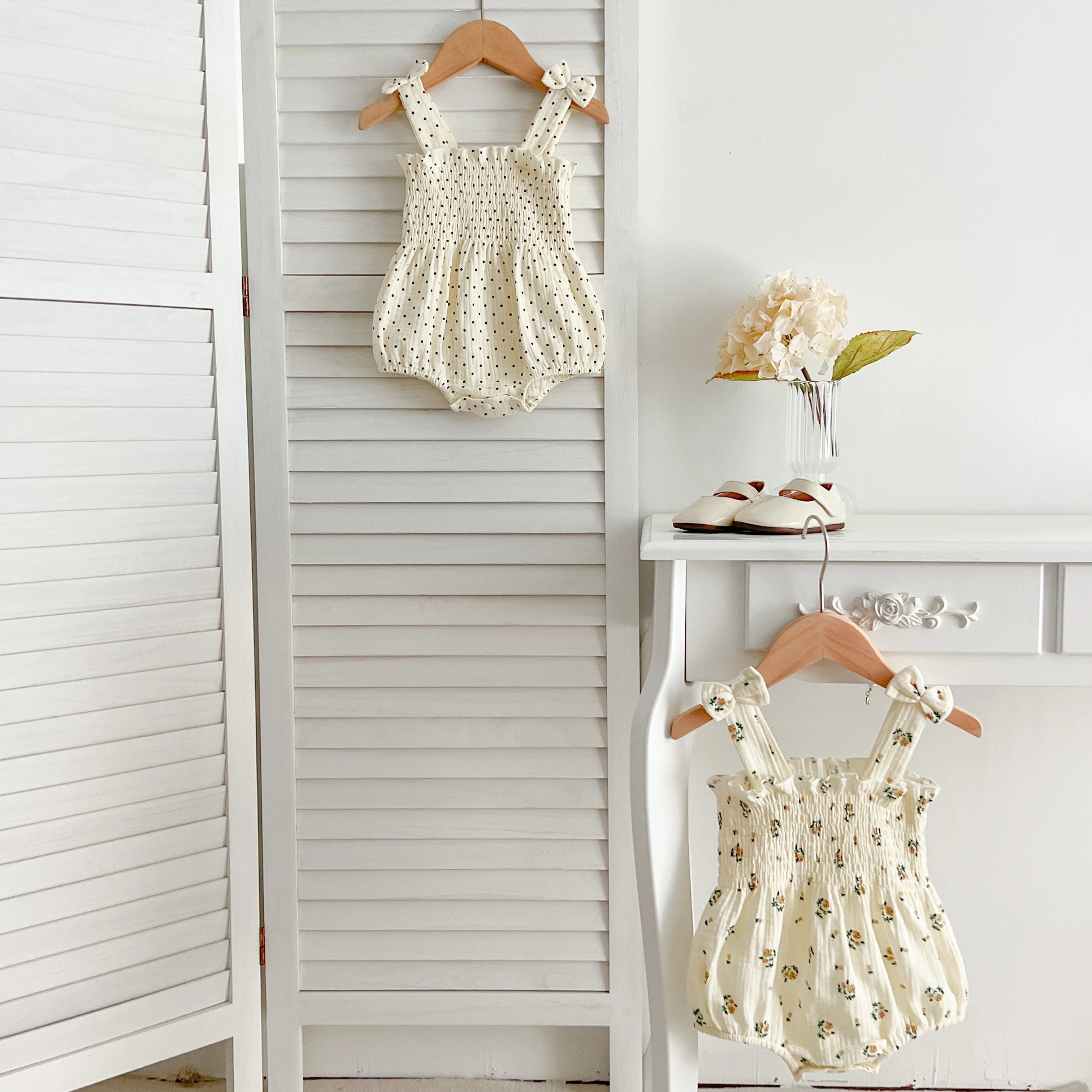Summer Outfit Kids Baby Clothes Cotton Sleeveless Rompers Newborn Girls Clothes Toddlers Flower Bow Kids One-pieces Bodysuits