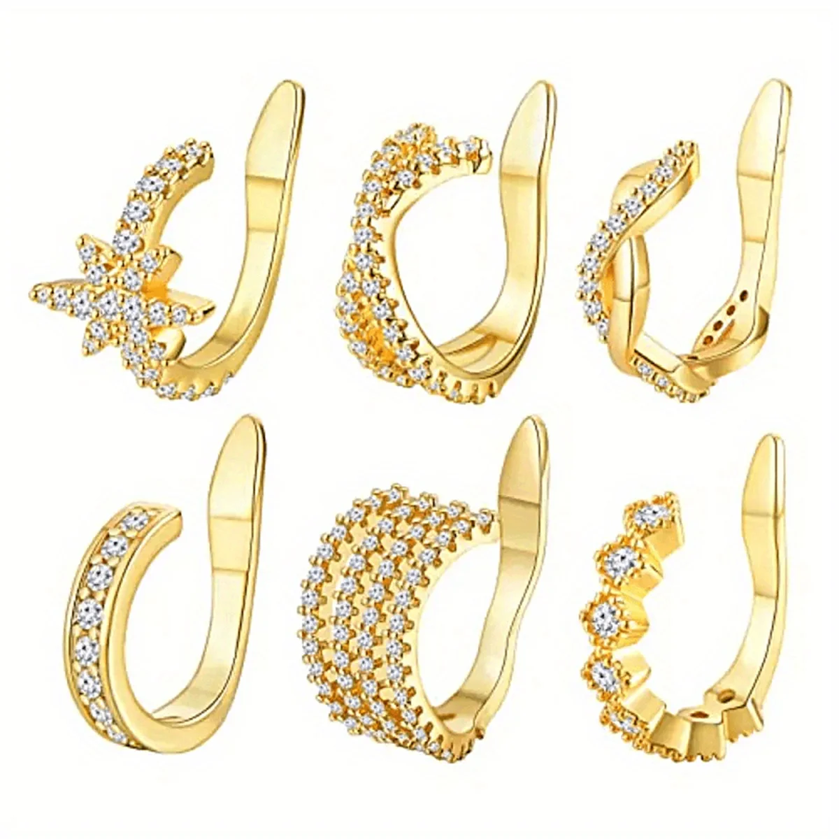 1Pc Hypoallergenic Huggie Earring Cuff for Women Men Sparkling Cubic Zerconia Fake Cartilage Clip On Earing No Piercing Jewelry