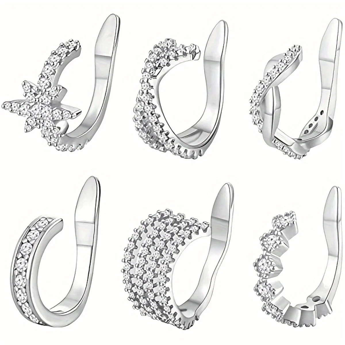 1Pc Hypoallergenic Huggie Earring Cuff for Women Men Sparkling Cubic Zerconia Fake Cartilage Clip On Earing No Piercing Jewelry