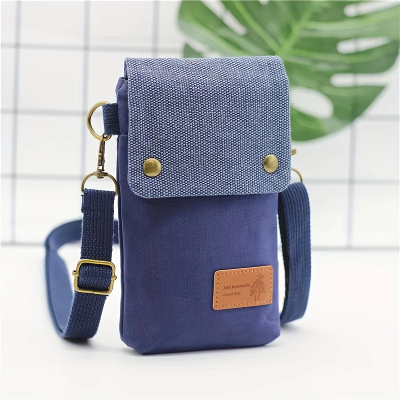 Mini Fabric Crossbody Bag, Color Contrast Cell Phone Bag, Vintage Shoulder Purse For Women Small Crossbody Bag New All-match