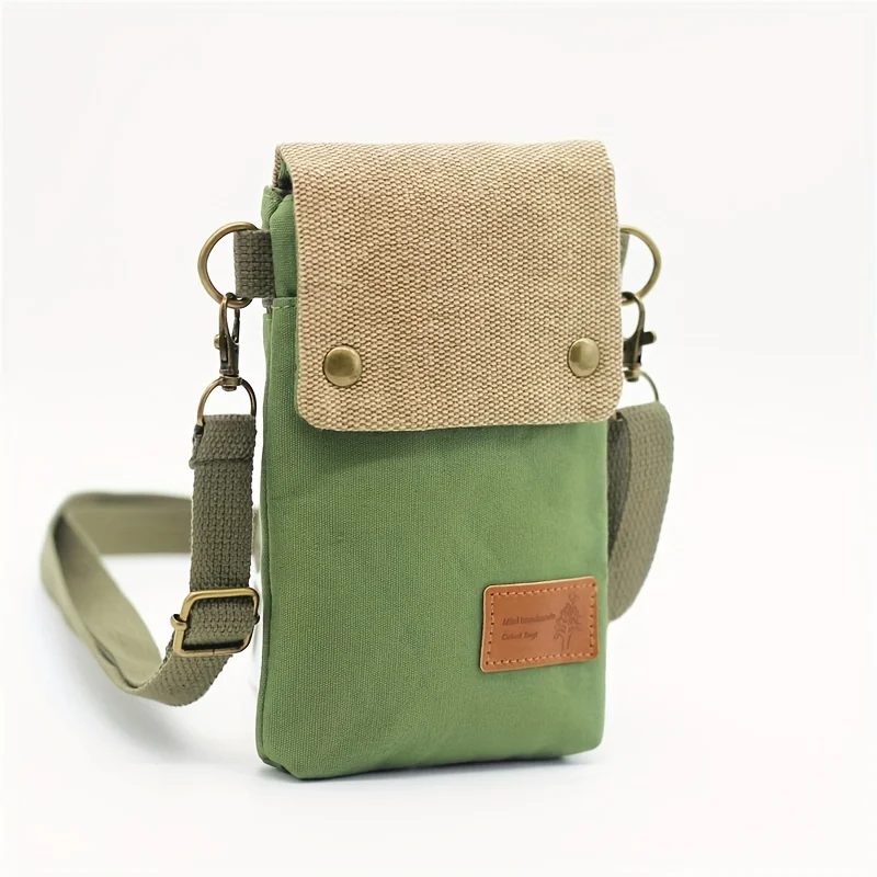 Mini Fabric Crossbody Bag, Color Contrast Cell Phone Bag, Vintage Shoulder Purse For Women Small Crossbody Bag New All-match