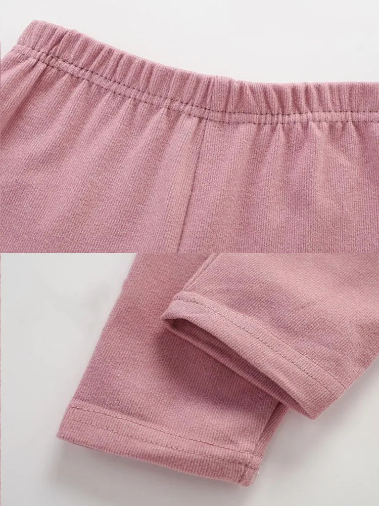Kids Autumn Cotton Thermal Underwear Tops+Pants 2-Piece Set Boys Sleepwear Cartoon Print Girls Beige Pajama Suit Winter Clothes