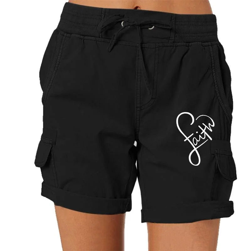 Summer Women Brand Printed High Waist Shorts Fashion Short Pants Female Work Wear Casual Loose Cargo Shorts