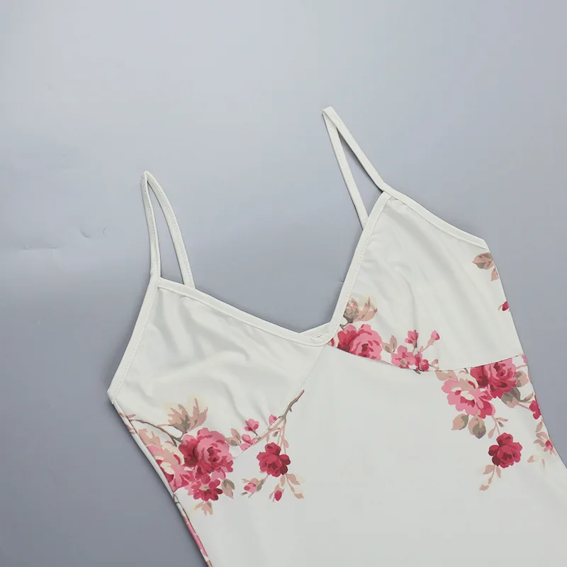 Sleeveless Floral Print Suspender Dress Summer Chic Female Beach Party Halter Dress Women's Fashion V-neck Slim Maxi Dresses