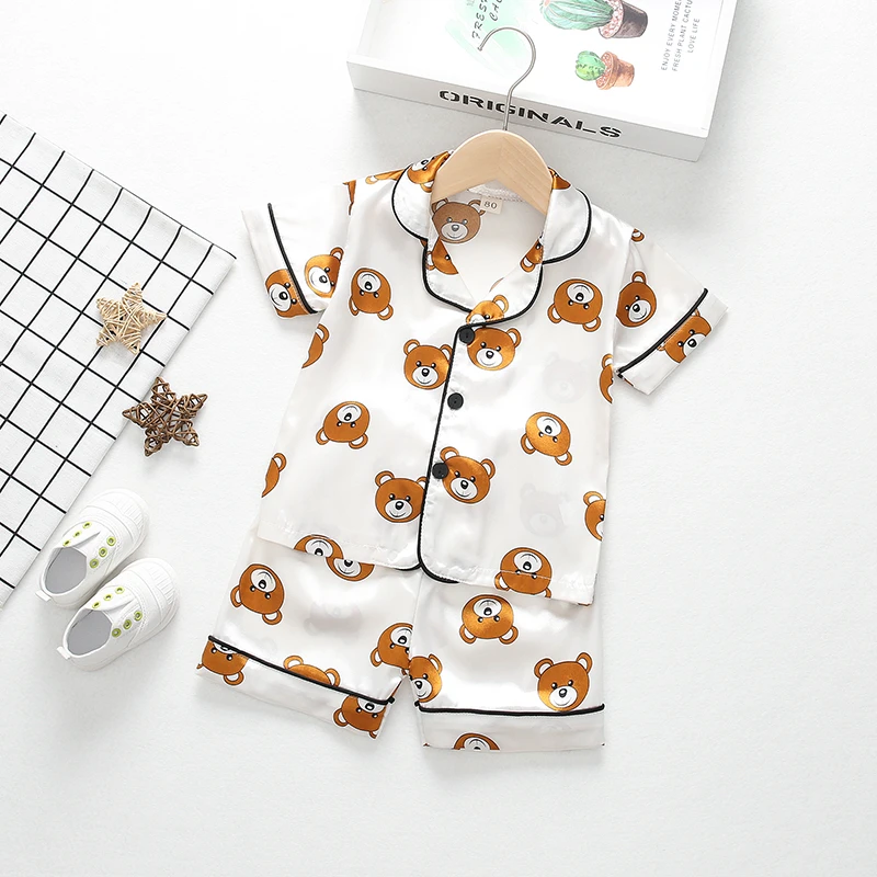 New Summer Baby Boys Clothes Suit Children Girls Sleepwear Shirt Shorts 2Pcs/Sets Kids Pajamas Toddler Costume Infant Tracksuits