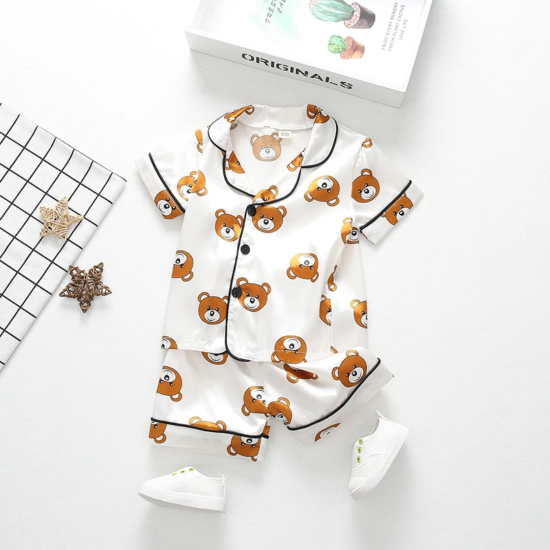 New Summer Baby Boys Clothes Suit Children Girls Sleepwear Shirt Shorts 2Pcs/Sets Kids Pajamas Toddler Costume Infant Tracksuits