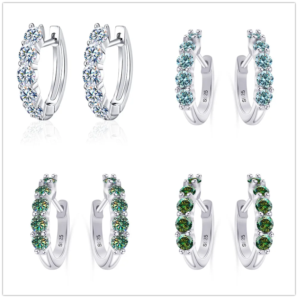 3mm D Color Moissanite Earrings 925 Sterling Sliver Plated White Gold Hoop Earring for Women Wedding Party Fine Jewelry