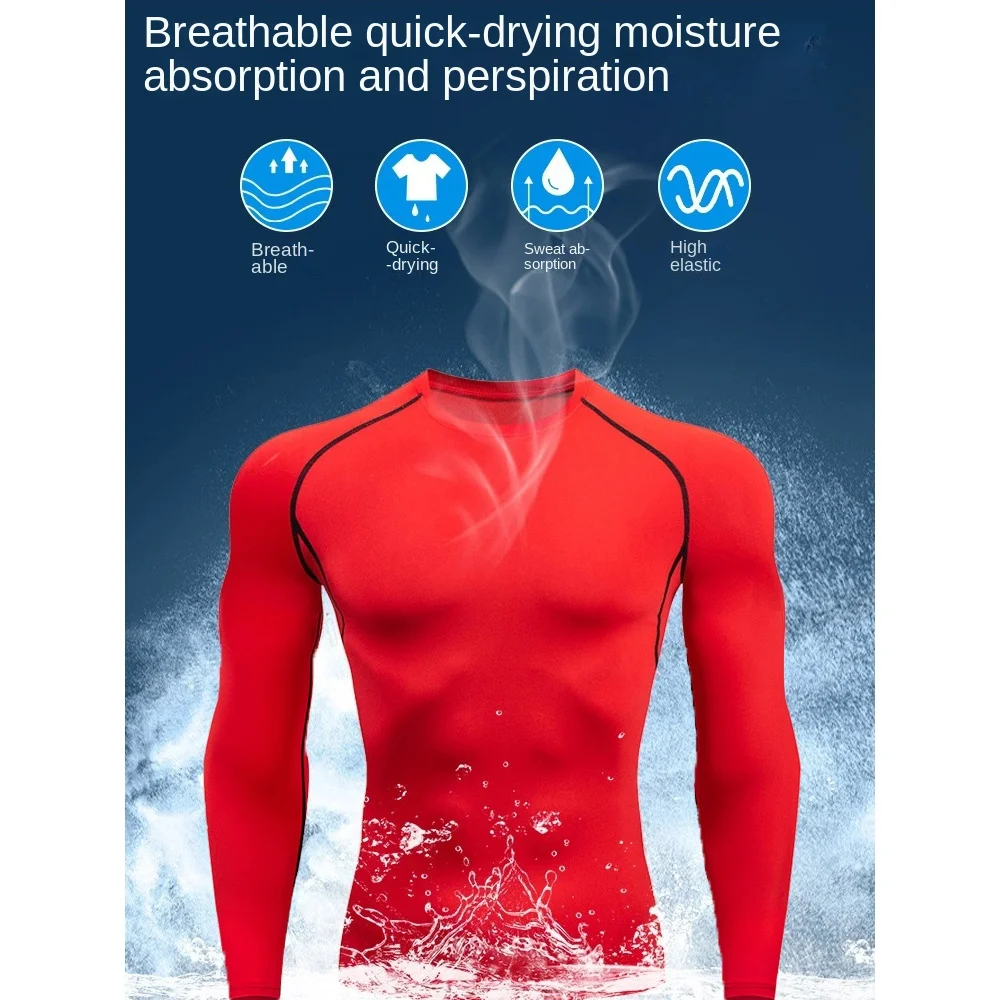 Compression Shirts Men's Rashguard Quick Dry Gym Fitness Shirts Spring Beach Surfing Athletic Sport Running Workout Tops Tees