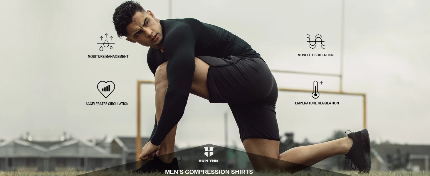 Compression Shirts Men's Rashguard Quick Dry Gym Fitness Shirts Spring Beach Surfing Athletic Sport Running Workout Tops Tees