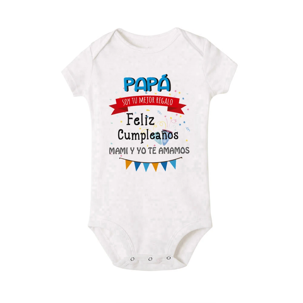 Daddy I'm Your Best Gift Happy Birthday Mommy and I Love You Print Baby Bodysuit Boys Girls Outfit Newborn Short Sleeve Jumpsuit
