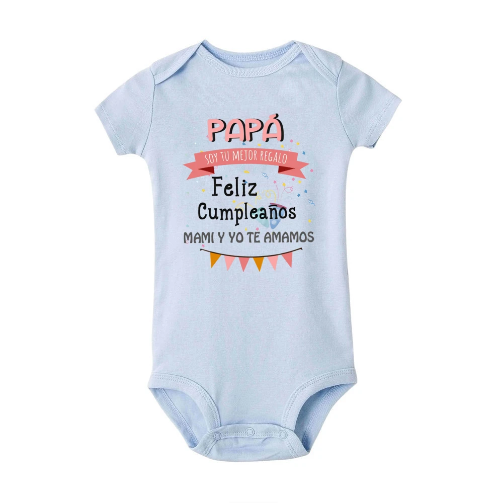 Daddy I'm Your Best Gift Happy Birthday Mommy and I Love You Print Baby Bodysuit Boys Girls Outfit Newborn Short Sleeve Jumpsuit