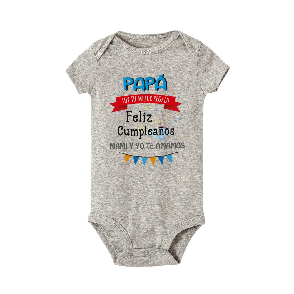 Daddy I'm Your Best Gift Happy Birthday Mommy and I Love You Print Baby Bodysuit Boys Girls Outfit Newborn Short Sleeve Jumpsuit