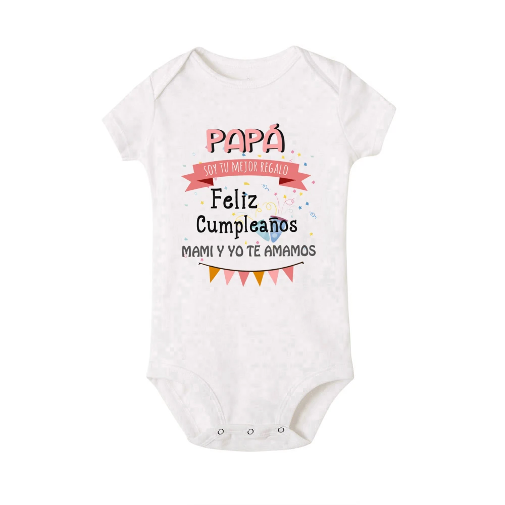 Daddy I'm Your Best Gift Happy Birthday Mommy and I Love You Print Baby Bodysuit Boys Girls Outfit Newborn Short Sleeve Jumpsuit