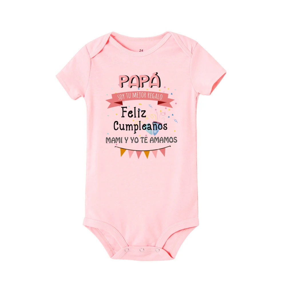 Daddy I'm Your Best Gift Happy Birthday Mommy and I Love You Print Baby Bodysuit Boys Girls Outfit Newborn Short Sleeve Jumpsuit