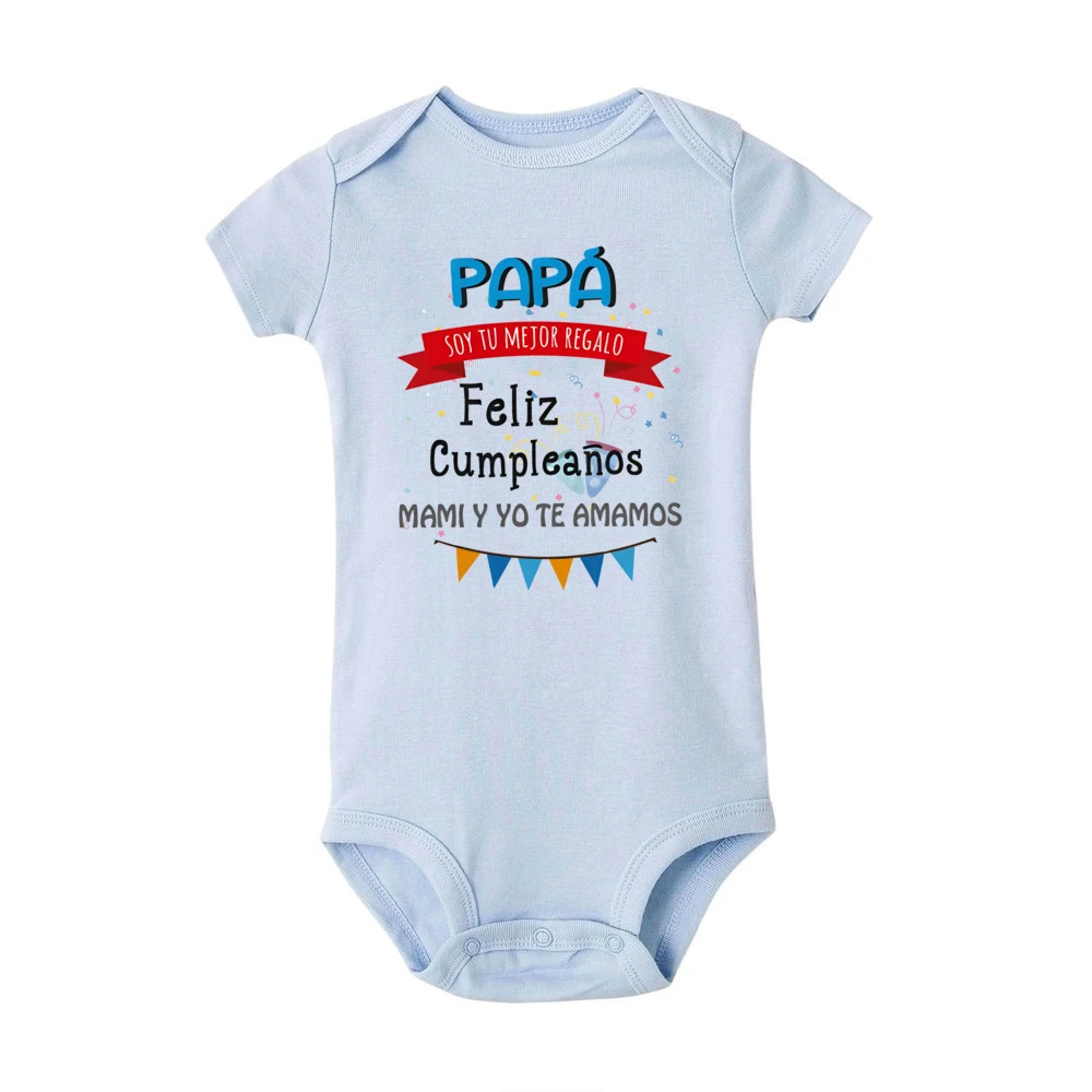 Daddy I'm Your Best Gift Happy Birthday Mommy and I Love You Print Baby Bodysuit Boys Girls Outfit Newborn Short Sleeve Jumpsuit
