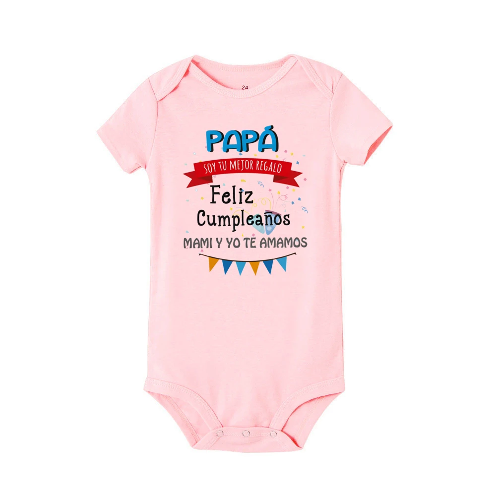 Daddy I'm Your Best Gift Happy Birthday Mommy and I Love You Print Baby Bodysuit Boys Girls Outfit Newborn Short Sleeve Jumpsuit