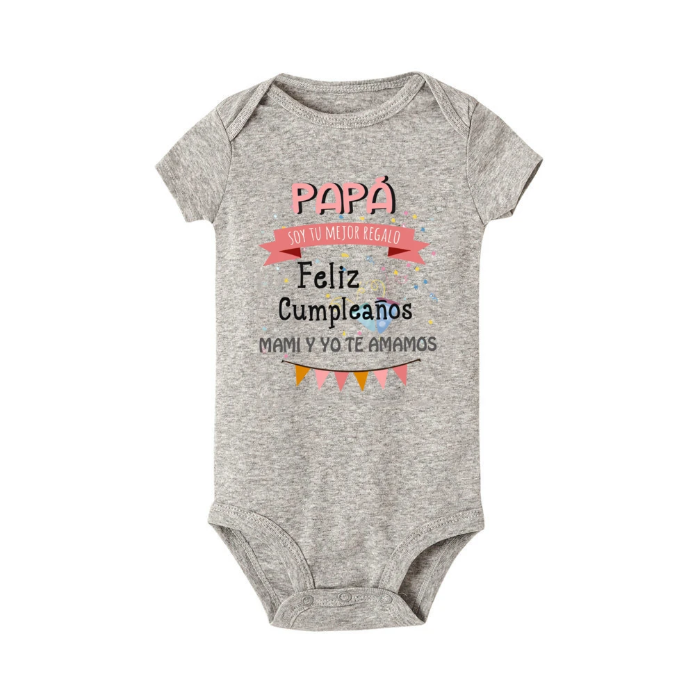 Daddy I'm Your Best Gift Happy Birthday Mommy and I Love You Print Baby Bodysuit Boys Girls Outfit Newborn Short Sleeve Jumpsuit