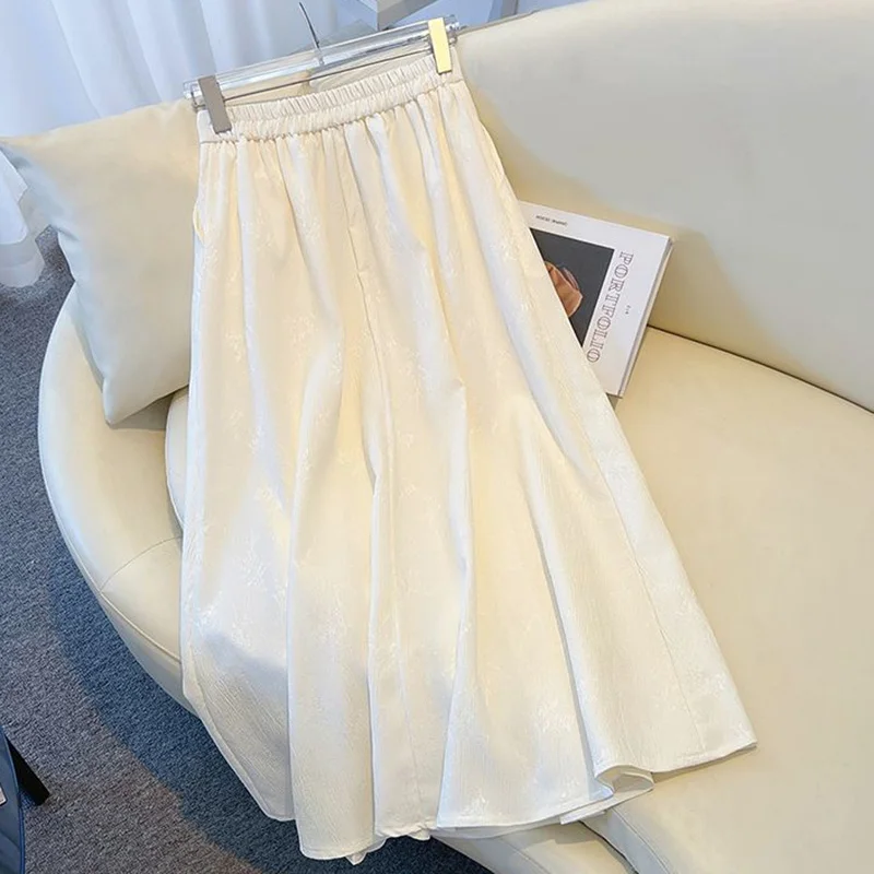 2024 Summer Women Fashion New Chinese Traditional Skirts Girls Comfortable Baggy Elastic Dress Female Versatile Slimming Skirts