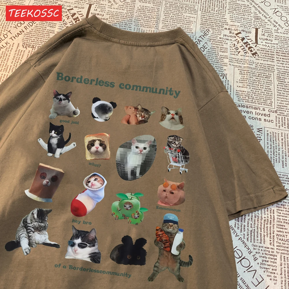 Summer Cotton Women T-Shirts Cute Cats Picture Prints Short Sleeve O-Neck Soft Breathable Tops Casual Oversize Female Clothes