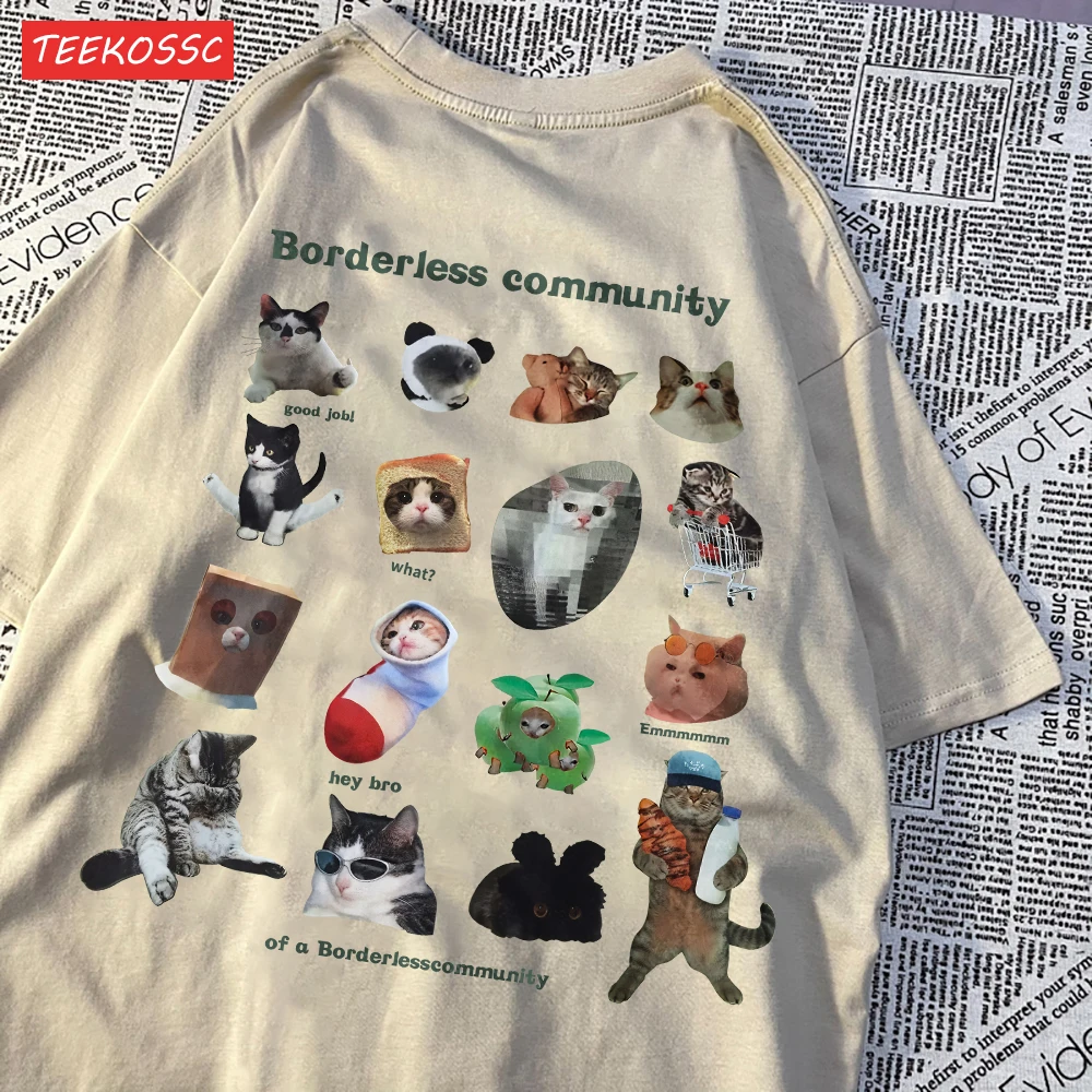 Summer Cotton Women T-Shirts Cute Cats Picture Prints Short Sleeve O-Neck Soft Breathable Tops Casual Oversize Female Clothes