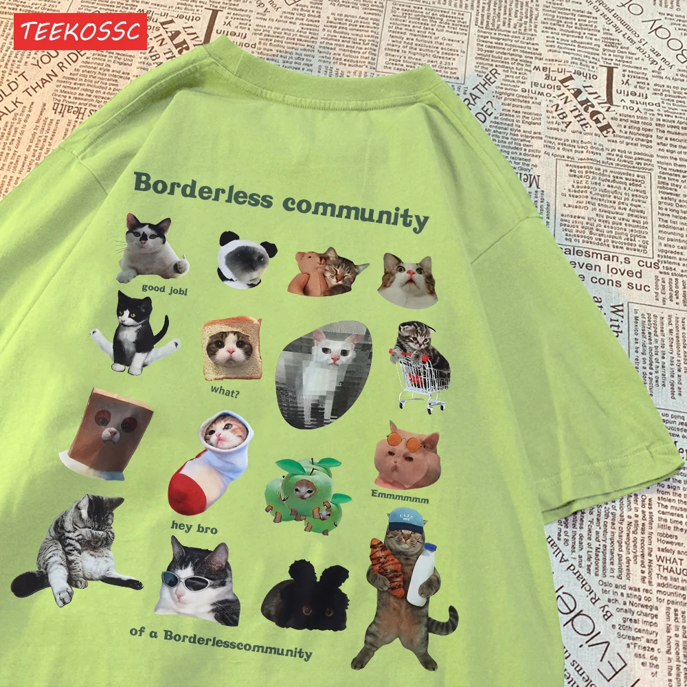 Summer Cotton Women T-Shirts Cute Cats Picture Prints Short Sleeve O-Neck Soft Breathable Tops Casual Oversize Female Clothes