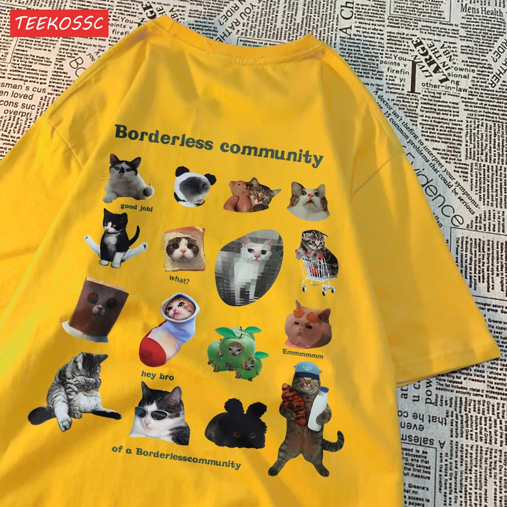 Summer Cotton Women T-Shirts Cute Cats Picture Prints Short Sleeve O-Neck Soft Breathable Tops Casual Oversize Female Clothes