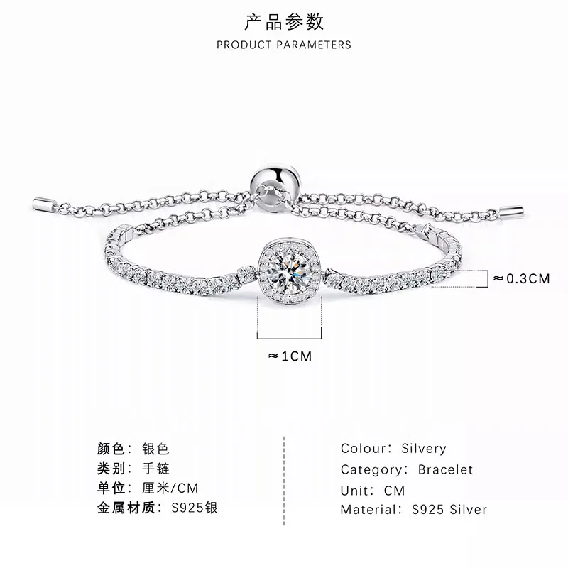 New 925 Sterling Silver Luxury Bracelet Elegant Shiny Zircon Fine Jewelry For Women Engagement Wedding Glamour Jewelry Wholesale