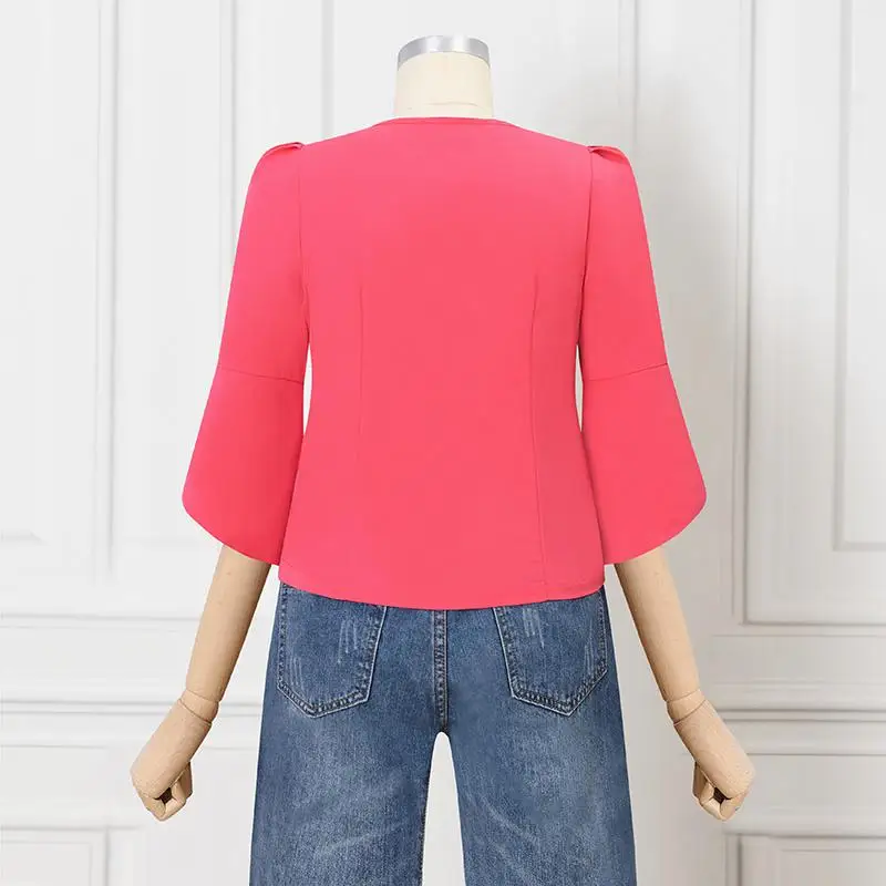 ZANZEA Elegant Korean Women Blouse Chic Puff 3/4 Sleeve Tops Fashion Square Collar Tunics 2024 Summer Vintage Party Shirt Blusas