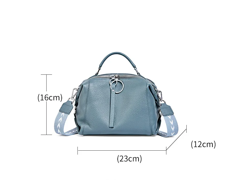 Zency Fashion Black Designer Shoulder Bag For Women 100% Genuine Leather Handbag Medium Size For Daily Life With Two Straps