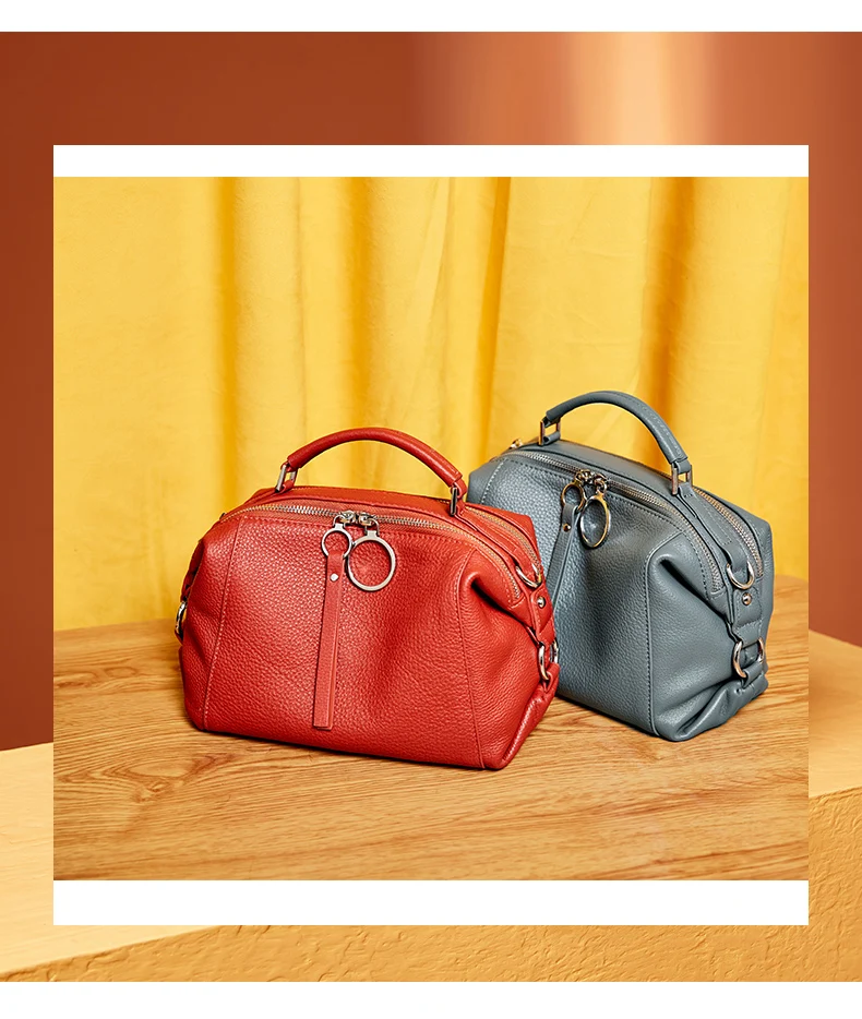 Zency Fashion Black Designer Shoulder Bag For Women 100% Genuine Leather Handbag Medium Size For Daily Life With Two Straps
