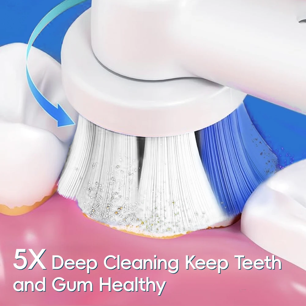 Intelligent Rotating Electric Toothbrush, 4 Modes Smart Rechargeable Rotary Toothbrush Compatible with Oral B Replacement Heads