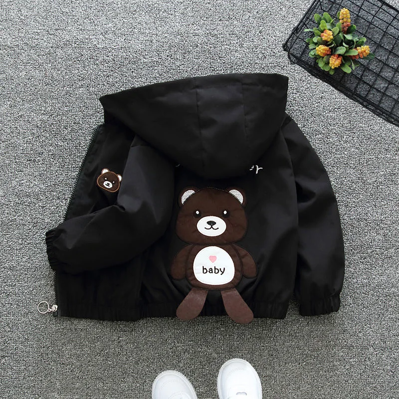 Fashion Dogs Baby Boys Jackets Casual Hooded Zipper Kids Windbreaker Coat Cartoon Boys Outerwear 1 2 3 4 5 6 Years Kids Clothes
