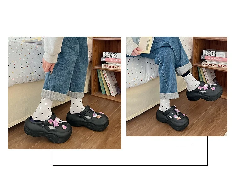 Women's Summer Beach Clogs with Adorable Cartoon Accents, Breathable Hollow Out Design, Lightweight and Comfy for Casual Wear