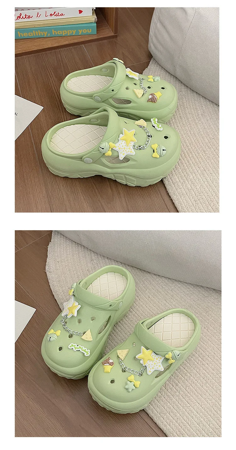 Women's Summer Beach Clogs with Adorable Cartoon Accents, Breathable Hollow Out Design, Lightweight and Comfy for Casual Wear