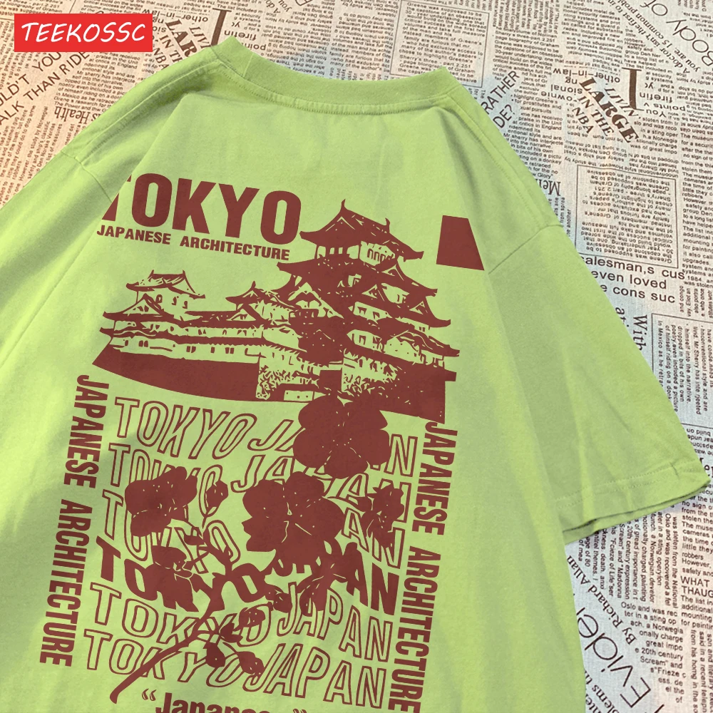 Trend Cotton Women'S T-Shirts Japanese Tokyo Sakura Printed Streetwear Soft Breathable Oversize Summer Street Female Clothes