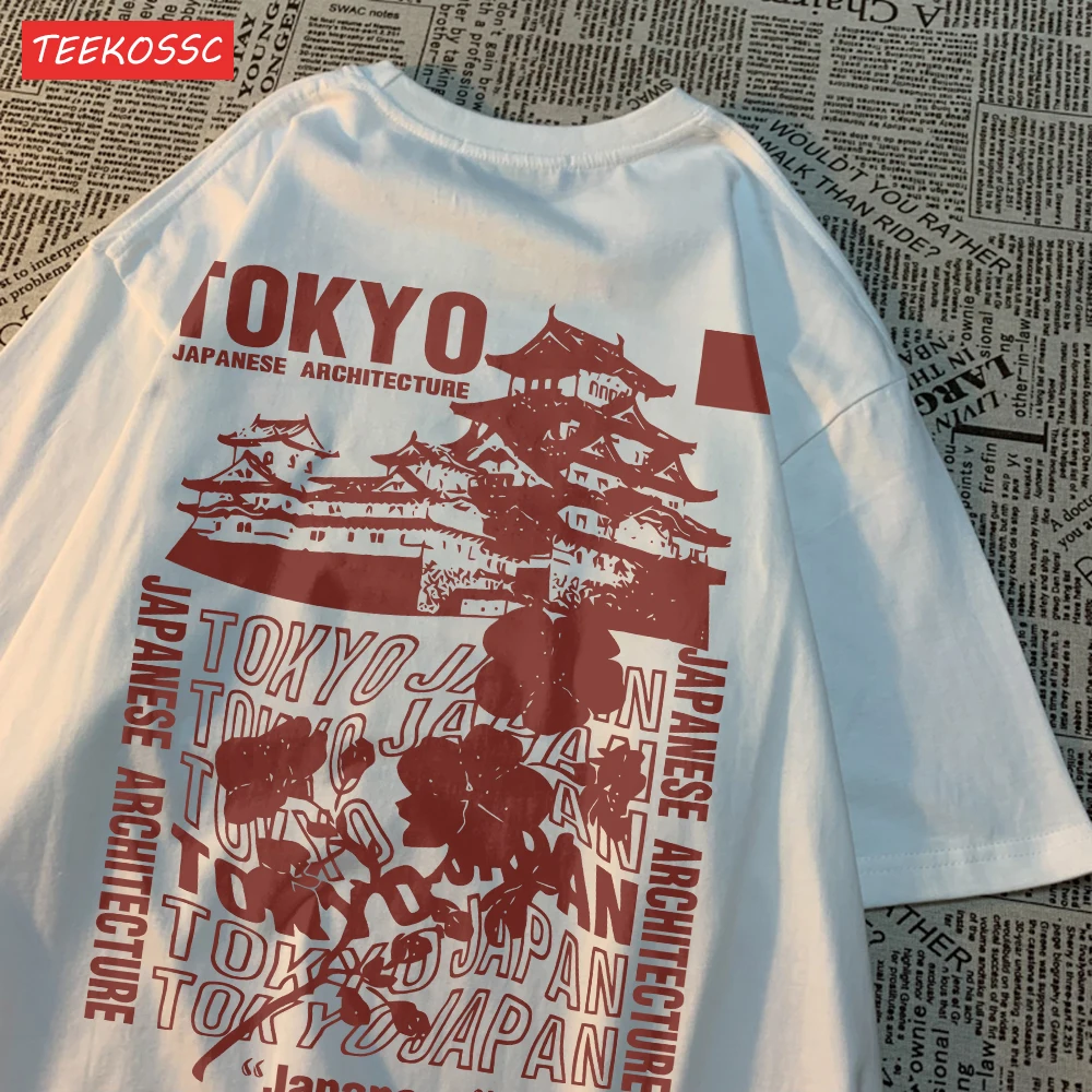 Trend Cotton Women'S T-Shirts Japanese Tokyo Sakura Printed Streetwear Soft Breathable Oversize Summer Street Female Clothes