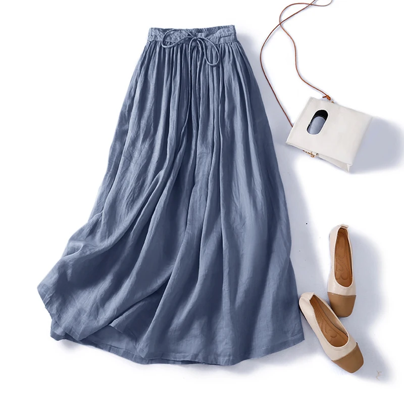 ZANZEA Elegant Faldas Flowy A-line Pleated Skirt 2024 Casual Women Elastic Waist Skirts Party Loose High Waist Solid Maxi Skirt