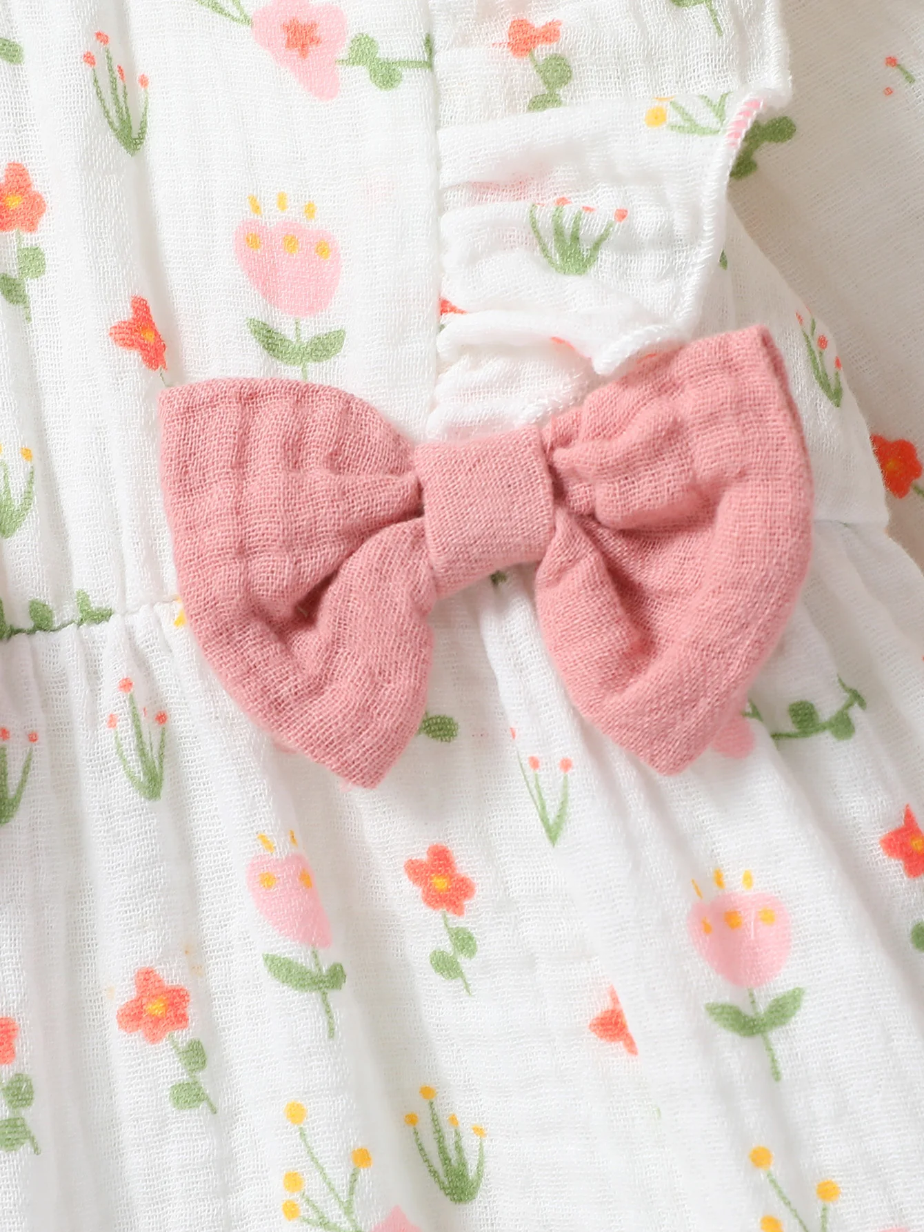 Baby Girls Summer Long Sleeve Printing Love With Bowknot For Casual Daily Cotton Jumpsuit